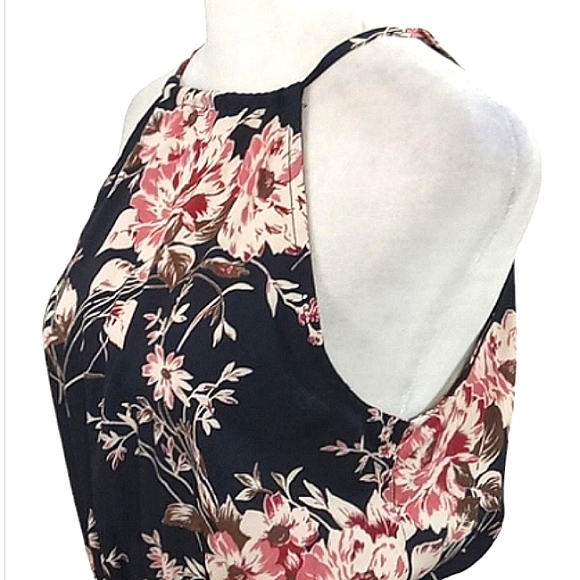 Lulus Feel The Music Midnight Blue Floral Print Maxi Dress Sz Medium - Picture 12 of 15